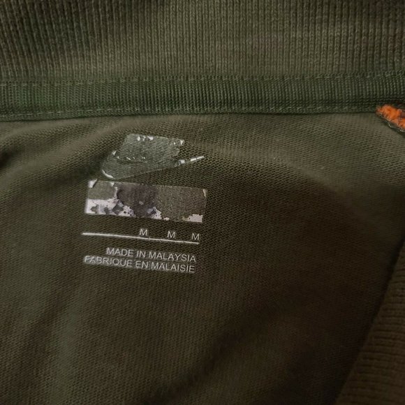 NIKE AIR Mens Medium Green Orange Short Sleeve 3 Button Spell Out Polo Shirt - Picture 12 of 12